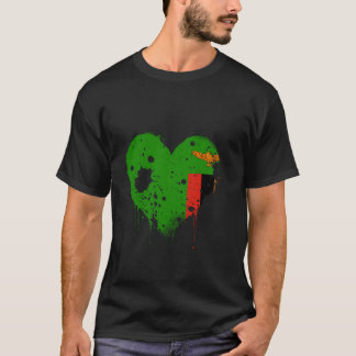 Zambia Flag Heart Zambian Roots Vintage Zambian Pr T-Shirt