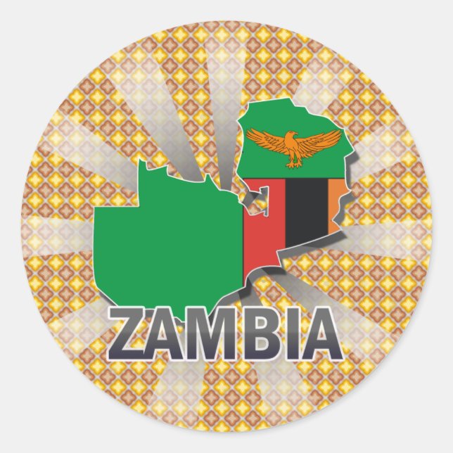 Zambia Flag Map 2.0 Classic Round Sticker (Front)