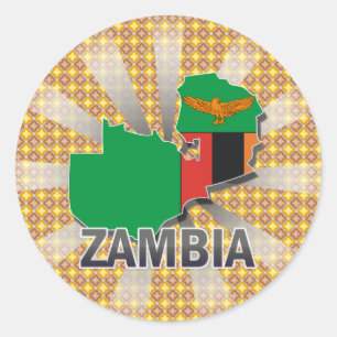 Zambia Flag Map 2.0 Classic Round Sticker