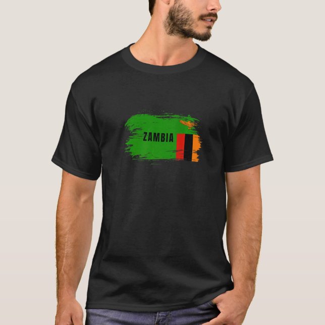Zambia flag national flag East Africa travel T-Shirt (Front)