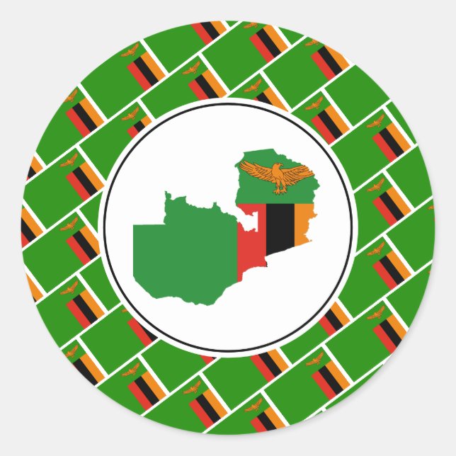 ZAMBIA FLAG Zambian Map Stylish Patriotic Classic Round Sticker (Front)