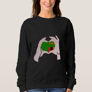 Zambia Handsign Heart Zambian Flag Zambian Pride Sweatshirt