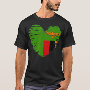 Zambia Heart Zambian Flag Zambian gift idea  T-Shirt