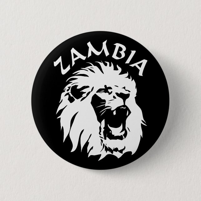 Zambia Lion 6 Cm Round Badge (Front)