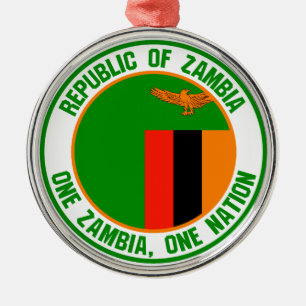 Zambia  Round Emblem Metal Ornament