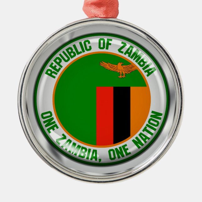 Zambia  Round Emblem Metal Ornament (Front)