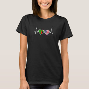 Zambia USA Heartbeat Zambian American Flag   T-Shirt