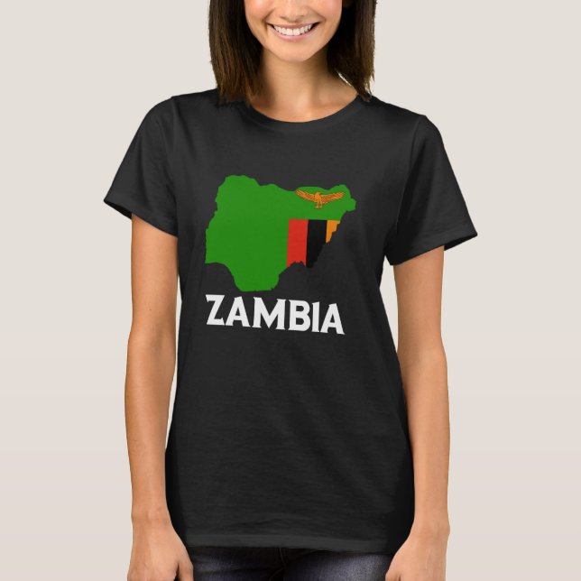 Zambia Zambian Pride Zambian Roots Map Zambian Fla T-Shirt (Front)