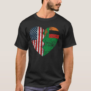 Zambian American Flags Heart United States Zambia T-Shirt