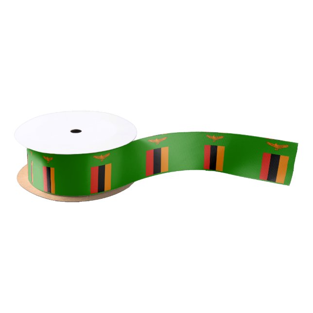 Zambian flag ribbon satin ribbon (Spool)