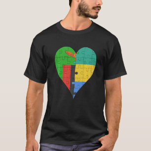 Zambian Gabonese Flag Heart T-Shirt