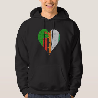 Zambian Ivorian Flag Heart Hoodie