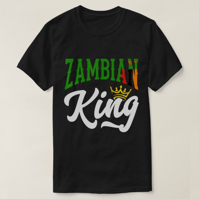 Zambian King Zambia Zambian Zambia Flag T-Shirt -  (Design Front)