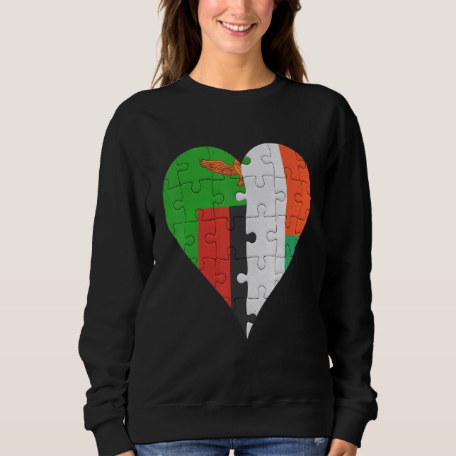 Zambian Malagasy Flag Heart Sweatshirt (Front)