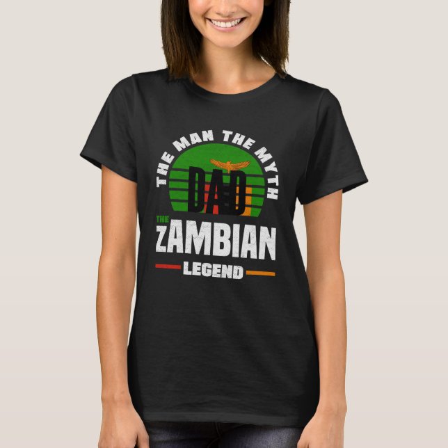 Zambian Zambia Zambian Flag Fathers Day T-Shirt (Front)