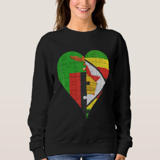 Zambian Zimbabwean Flag Heart Sweatshirt