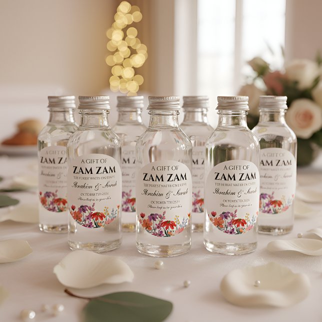 zamzam water nikah muslim wedding favour floral classic round sticker (Creator Uploaded)