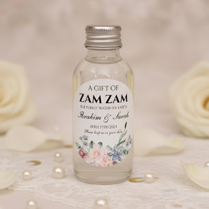 zamzam water nikah muslim wedding favour floral classic round sticker