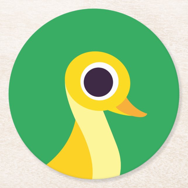 Zander the Duck Round Paper Coaster (Front)