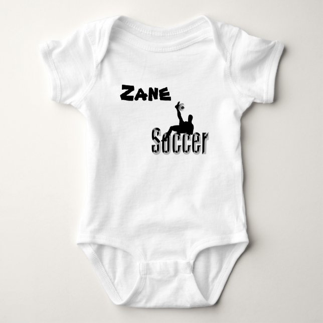 Zane Name With Soccer Design, Baby Bodysuit (Front)