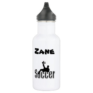 Zane Name With Soccer Design, Water Bottle