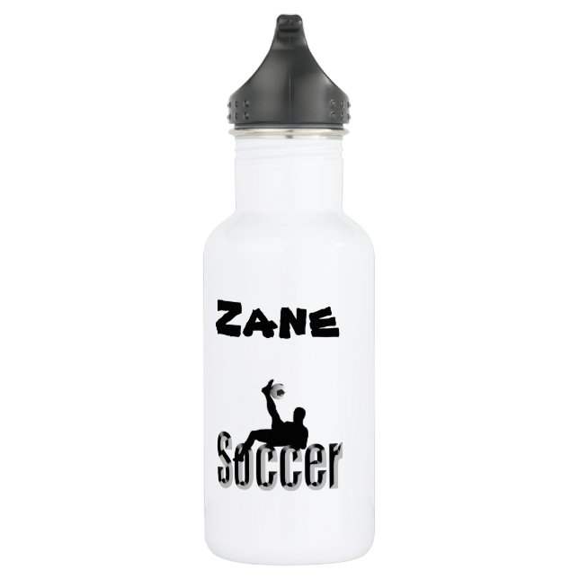 Zane Name With Soccer Design, Water Bottle (Right)