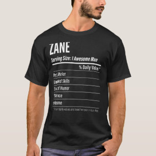 Zane Serving Size Nutrition Label Calories T-Shirt