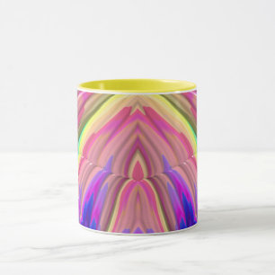 ~ Zany 3D Fractal ~ Blue Pink Mauve Yellow Mug