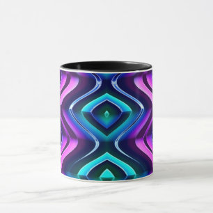 ~ Zany 3D Fractal ~ Purple Aqua Black ~ Mug