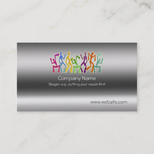 Zany Dancers on metallic-look template Business Card