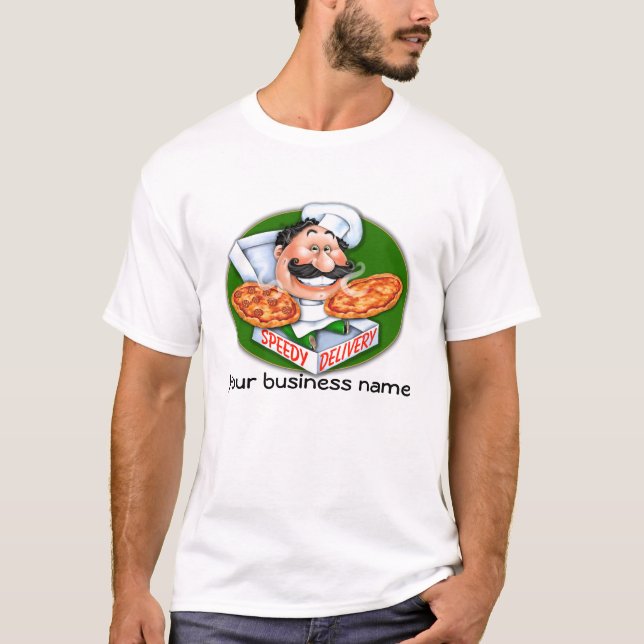 Zany Italian chef speedy pizza delivery T-Shirt (Front)