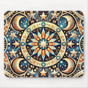 ~ Zany Pattern of Moons and stars ~ Mouse Pad