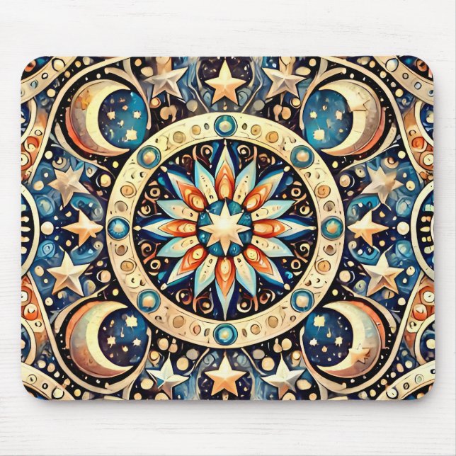 ~ Zany Pattern of Moons and stars ~ Mouse Pad (Front)
