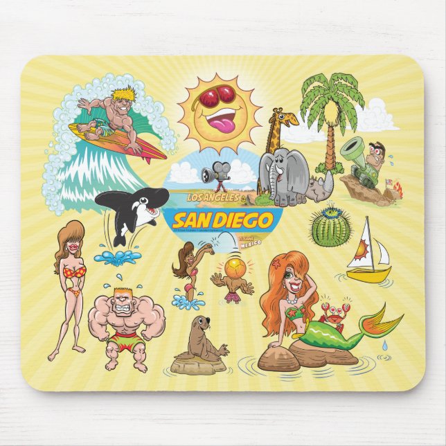 Zany San Diego Cartoon Mouse Pad (Front)
