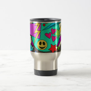 Zany Wild Cartoon Style Happy pattern  Travel Mug