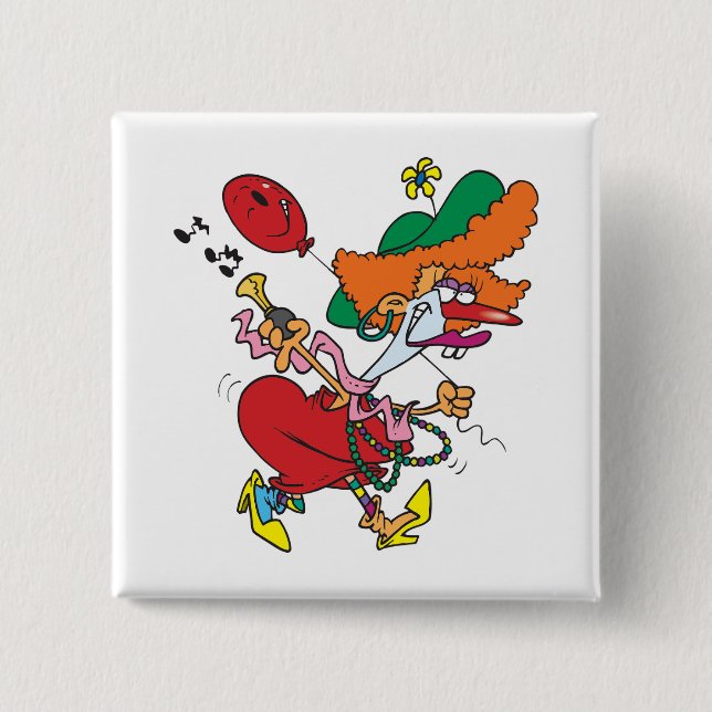 Zany Woman Running Clown 15 Cm Square Badge (Front)