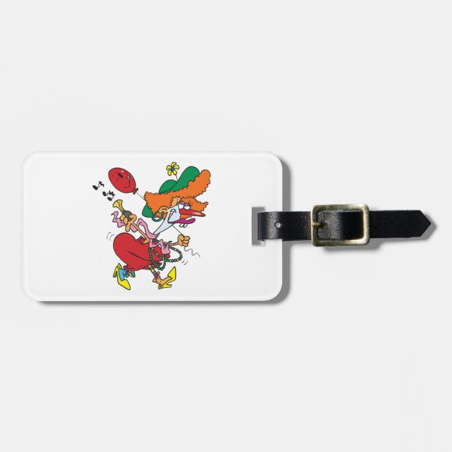 Zany Woman Running Clown Luggage Tag (Front Horizontal)
