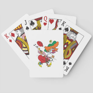 Zany Woman Running Clown Playing Cards