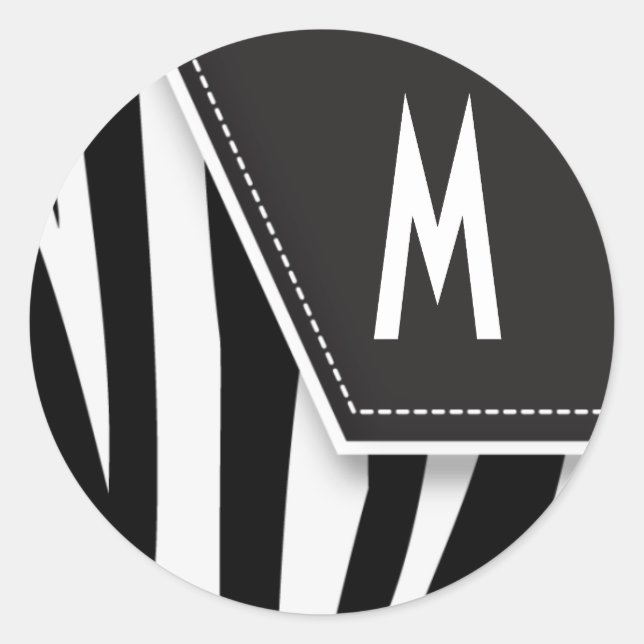 Zany Zebra Monogram Sticker (black) (Front)