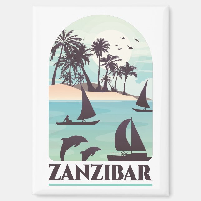 Zanzibar Africa Retro Vintage Travel Magnet (Front)