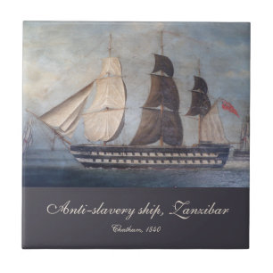 Zanzibar Clipper Ship Anti-Slavery Black Coast Ceramic Tile