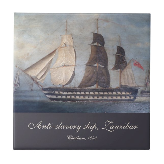 Zanzibar Clipper Ship Anti-Slavery Black Coast Ceramic Tile (Front)