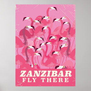 Zanzibar Fly there vintage style travel poster