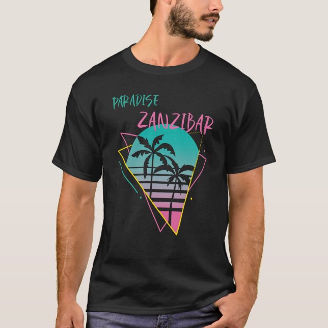 Zanzibar Paradise Palm tree Beach Vacation Ocean S T-Shirt (Front)