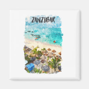 Zanzibar Tansania Vintage Travel Magnet