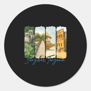 Zanzibar Tanzania Traveling Trip Brushstroke Souve Classic Round Sticker