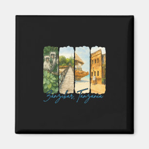 Zanzibar Tanzania Traveling Trip Brushstroke Souve Magnet