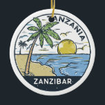 Zanzibar Tanzania Vintage Ceramic Ornament<br><div class="desc">Zanzibar vector art design. Unguja,  also known as Zanzibar Island,  is the main island in the Tanzanian archipelago of Zanzibar.</div>