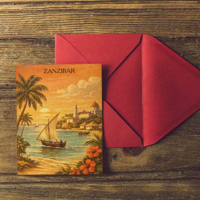 Zanzibar Tropical Vintage Travel Art Postcard (Zanzibar Tropical Vintage Travel Art Postcard)