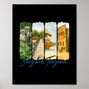 Zanzir Tanzania Traveling Trip Brushstroke Souveni Poster